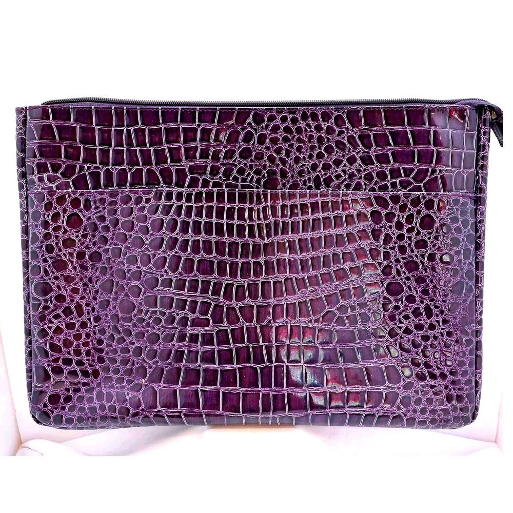 Laptop Carry Case Sleeve Faux Purple‎ Alligator Skin Zipper Closure 10"x14"